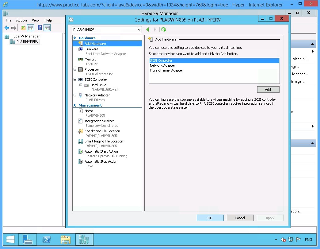 Figure 3.11 Screenshot of the device PLABHYPERV